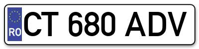 Placuta inmatriculare numar auto  CT-680-ADV, CT 680 ADV, CT680ADV