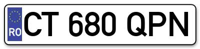 Placuta inmatriculare numar auto  CT-680-QPN, CT 680 QPN, CT680QPN