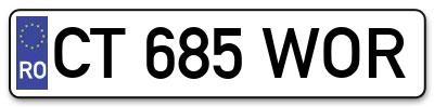 Placuta inmatriculare numar auto  CT-685-WOR, CT 685 WOR, CT685WOR