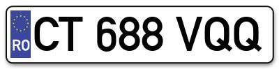 Placuta inmatriculare numar auto  CT-688-VQQ, CT 688 VQQ, CT688VQQ