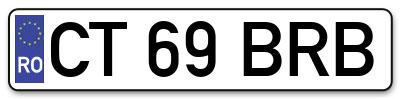 Placuta inmatriculare numar auto  CT-69-BRB, CT 69 BRB, CT69BRB