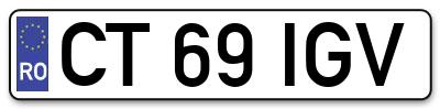 Placuta inmatriculare numar auto  CT-69-IGV, CT 69 IGV, CT69IGV