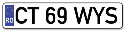 Placuta inmatriculare numar auto  CT-69-WYS, CT 69 WYS, CT69WYS
