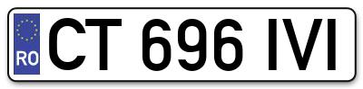 Placuta inmatriculare numar auto  CT-696-IVI, CT 696 IVI, CT696IVI