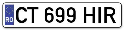 Placuta inmatriculare numar auto  CT-699-HIR, CT 699 HIR, CT699HIR