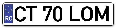 Placuta inmatriculare numar auto  CT-70-LOM, CT 70 LOM, CT70LOM