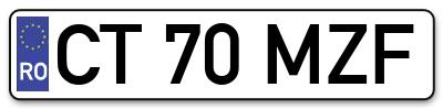 Placuta inmatriculare numar auto  CT-70-MZF, CT 70 MZF, CT70MZF