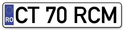 Placuta inmatriculare numar auto  CT-70-RCM, CT 70 RCM, CT70RCM