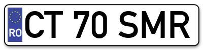 Placuta inmatriculare numar auto  CT-70-SMR, CT 70 SMR, CT70SMR