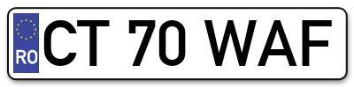 Placuta inmatriculare numar auto  CT-70-WAF, CT 70 WAF, CT70WAF