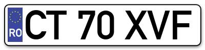 Placuta inmatriculare numar auto  CT-70-XVF, CT 70 XVF, CT70XVF