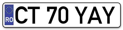 Placuta inmatriculare numar auto  CT-70-YAY, CT 70 YAY, CT70YAY