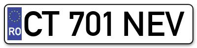 Placuta inmatriculare numar auto  CT-701-NEV, CT 701 NEV, CT701NEV
