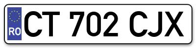 Placuta inmatriculare numar auto  CT-702-CJX, CT 702 CJX, CT702CJX