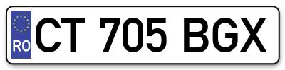 Placuta inmatriculare numar auto  CT-705-BGX, CT 705 BGX, CT705BGX