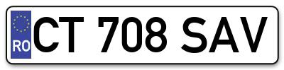 Placuta inmatriculare numar auto  CT-708-SAV, CT 708 SAV, CT708SAV