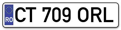 Placuta inmatriculare numar auto  CT-709-ORL, CT 709 ORL, CT709ORL