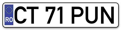 Placuta inmatriculare numar auto  CT-71-PUN, CT 71 PUN, CT71PUN