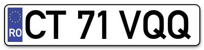 Placuta inmatriculare numar auto  CT-71-VQQ, CT 71 VQQ, CT71VQQ