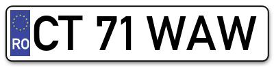 Placuta inmatriculare numar auto  CT-71-WAW, CT 71 WAW, CT71WAW