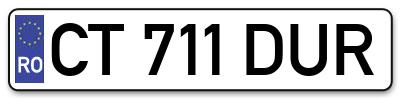 Placuta inmatriculare numar auto  CT-711-DUR, CT 711 DUR, CT711DUR