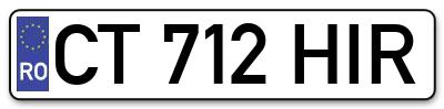 Placuta inmatriculare numar auto  CT-712-HIR, CT 712 HIR, CT712HIR
