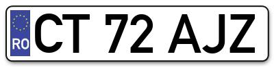 Placuta inmatriculare numar auto  CT-72-AJZ, CT 72 AJZ, CT72AJZ