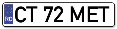 Placuta inmatriculare numar auto  CT-72-MET, CT 72 MET, CT72MET