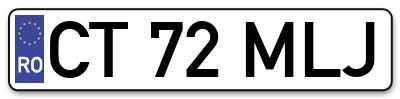 Placuta inmatriculare numar auto  CT-72-MLJ, CT 72 MLJ, CT72MLJ