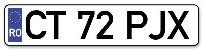 Placuta inmatriculare numar auto  CT-72-PJX, CT 72 PJX, CT72PJX