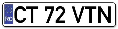 Placuta inmatriculare numar auto  CT-72-VTN, CT 72 VTN, CT72VTN