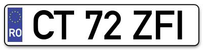 Placuta inmatriculare numar auto  CT-72-ZFI, CT 72 ZFI, CT72ZFI
