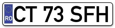 Placuta inmatriculare numar auto  CT-73-SFH, CT 73 SFH, CT73SFH