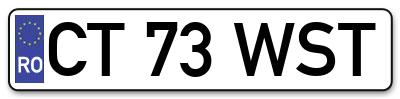 Placuta inmatriculare numar auto  CT-73-WST, CT 73 WST, CT73WST