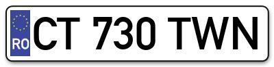 Placuta inmatriculare numar auto  CT-730-TWN, CT 730 TWN, CT730TWN