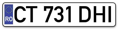 Placuta inmatriculare numar auto  CT-731-DHI, CT 731 DHI, CT731DHI