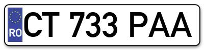 Placuta inmatriculare numar auto  CT-733-PAA, CT 733 PAA, CT733PAA