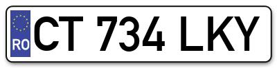 Placuta inmatriculare numar auto  CT-734-LKY, CT 734 LKY, CT734LKY