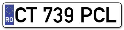 Placuta inmatriculare numar auto  CT-739-PCL, CT 739 PCL, CT739PCL