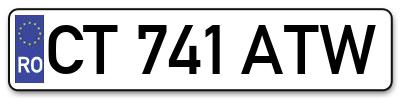 Placuta inmatriculare numar auto  CT-741-ATW, CT 741 ATW, CT741ATW