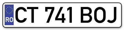 Placuta inmatriculare numar auto  CT-741-BOJ, CT 741 BOJ, CT741BOJ