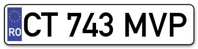 Placuta inmatriculare numar auto  CT-743-MVP, CT 743 MVP, CT743MVP
