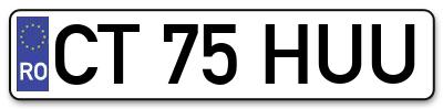 Placuta inmatriculare numar auto  CT-75-HUU, CT 75 HUU, CT75HUU