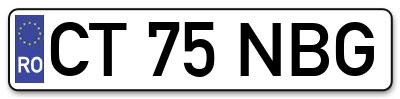 Placuta inmatriculare numar auto  CT-75-NBG, CT 75 NBG, CT75NBG