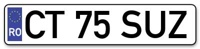 Placuta inmatriculare numar auto  CT-75-SUZ, CT 75 SUZ, CT75SUZ