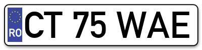 Placuta inmatriculare numar auto  CT-75-WAE, CT 75 WAE, CT75WAE