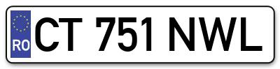 Placuta inmatriculare numar auto  CT-751-NWL, CT 751 NWL, CT751NWL