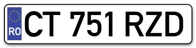 Placuta inmatriculare numar auto  CT-751-RZD, CT 751 RZD, CT751RZD
