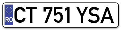 Placuta inmatriculare numar auto  CT-751-YSA, CT 751 YSA, CT751YSA
