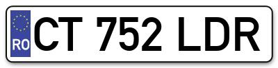 Placuta inmatriculare numar auto  CT-752-LDR, CT 752 LDR, CT752LDR
